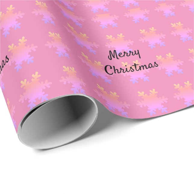 Merry Christmas Pink Rose Gold Snowflake Patterns Geschenkpapier (Rolleneckpunkt)