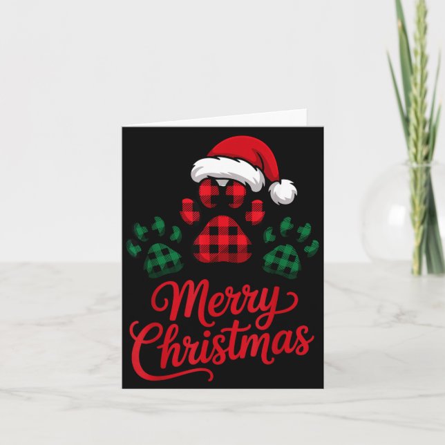 Merry Christmas Plaid Paw Pet Owners Holiday Dog L Karte (Vorderseite)