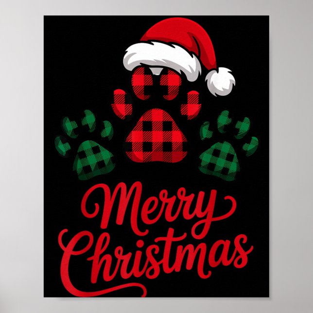 Merry Christmas Plaid Paw Pet Owners Holiday Dog L Poster (Vorne)