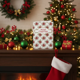 Merry Christmas Poinsettia Holiday Festive Floral  Karte