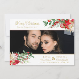 Merry Christmas Poinsettias Garland Photo Wedding Save The Date
