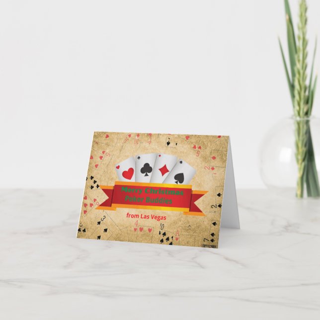 Merry Christmas Poker Buddies Dankeskarte (Vorderseite)