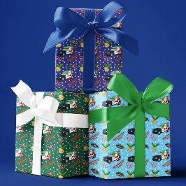 Merry Christmas Police Officer Santa Cop Car Geschenkpapier Set
