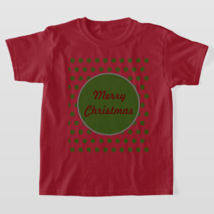 Merry Christmas Polka Dot Kids T-Shirt (Maroon)
