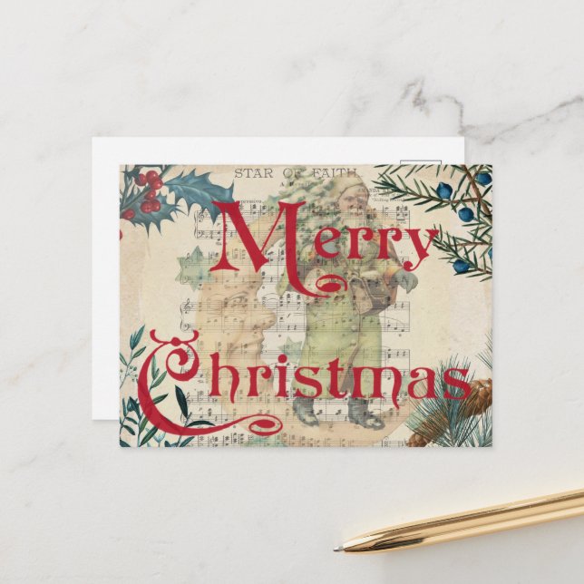 MERRY CHRISTMAS POSTCARD POSTKARTE (Vorderseite/Rückseite Beispiel)