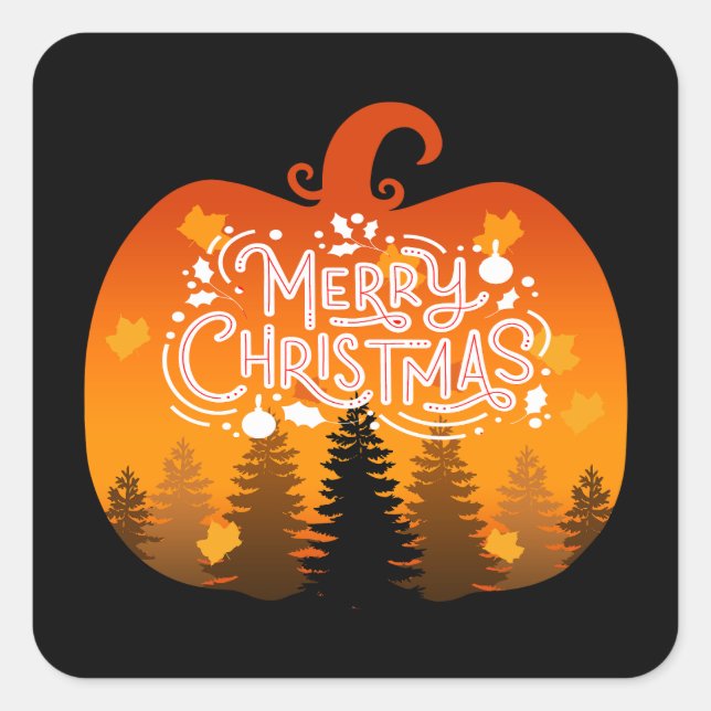 MERRY CHRISTMAS PUMPKIN FERIENsaison Quadratischer Aufkleber (Vorderseite)