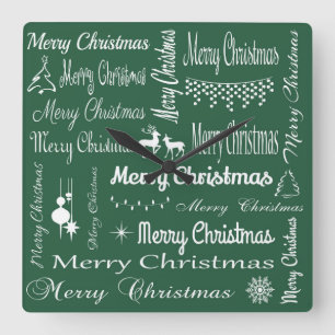 Merry Christmas Quadratische Wanduhr