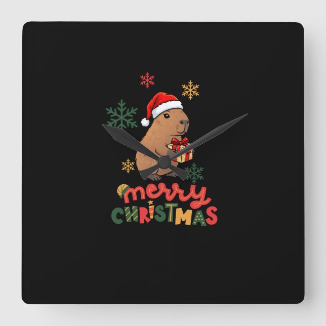MERRY CHRISTMAS QUADRATISCHE WANDUHR (Vorderseite)