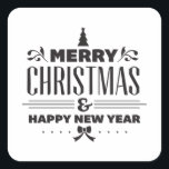 Merry Christmas Quadratischer Aufkleber<br><div class="desc">Merry Christmas and Happy New Year. give it as the perfect gift! Choose your size and color below then BUY IT NOW to place your order. Follow our Store for more Designs Thank you =)</div>
