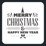 Merry Christmas Quadratischer Aufkleber<br><div class="desc">Merry Christmas and Happy New Year. give it as the perfect gift! Choose your size and color below then BUY IT NOW to place your order. Follow our Store for more Designs Thank you =)</div>