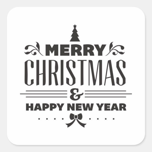 Merry Christmas Quadratischer Aufkleber (Vorderseite)