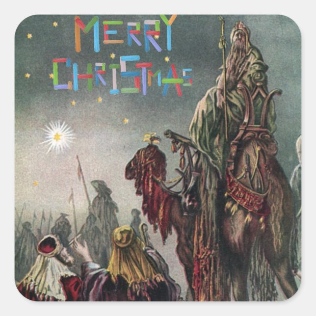Merry Christmas Quadratischer Aufkleber (Vorderseite)