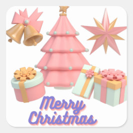 MERRY CHRISTMAS QUADRATISCHER AUFKLEBER