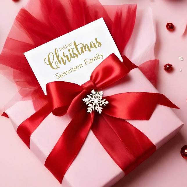 Merry Christmas Quote Gummistempel (Chic Merry Christmas Quote Whimsical Calligraphy Rubber Stamp.)