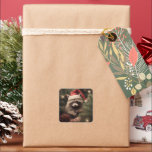 Merry Christmas Racoon Quadratischer Aufkleber<br><div class="desc">Frohe Weihnachten Racoon Hintergrund</div>