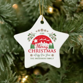 Merry Christmas Red and Green Candy Cane Custom Keramik Ornament