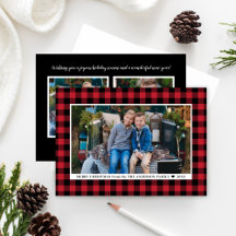 Merry Christmas Red Buffalo Plaid Photo