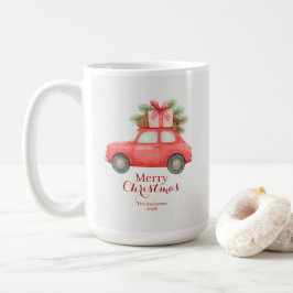 Merry Christmas Red Car – Personalized Holiday  Kaffeetasse