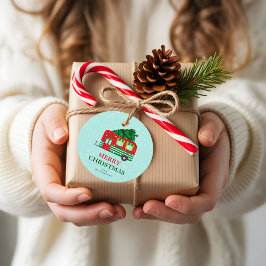 Merry Christmas Red Caravan Christmas Tree Custom  Geschenkanhänger