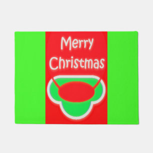 MERRY CHRISTMAS RED GREEN TEXTED GIFT IDEE FUßMATTE