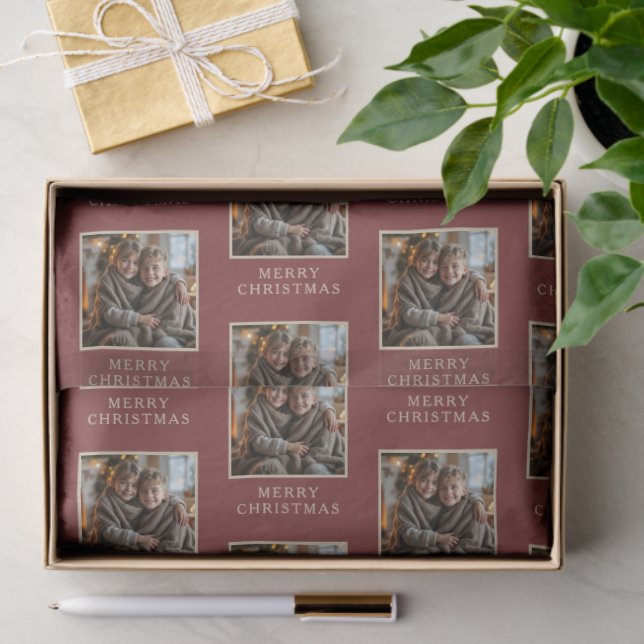 Merry Christmas Red Photo Holiday Seidenpapier (Geschenk)