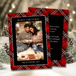 Merry Christmas Red Plaid Tartan Photo Feiertagskarte