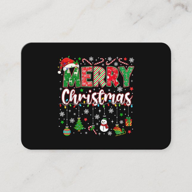 Merry Christmas Red Santa Hat Reindeer Santa Match Visitenkarte (Vorderseite)