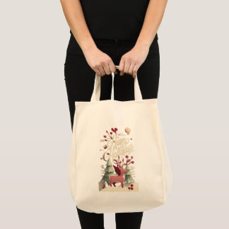 Merry Christmas Reindeer Canvas Tote Bag Tragetasche