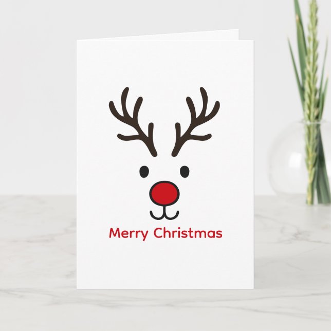 Merry Christmas Reindeer Cute Xmas Personalized  Karte (Vorderseite)