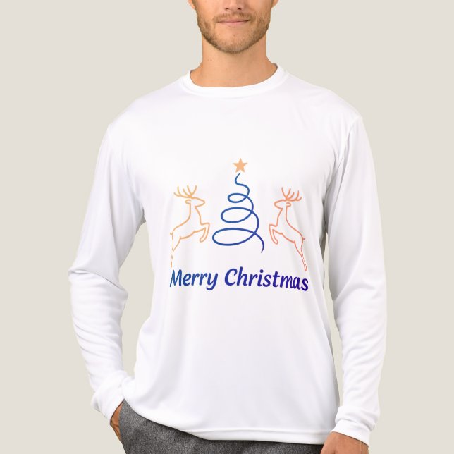 Merry Christmas Reindeer Long Sleeve Tri-Blend Shi Tri-Blend Shirt (Vorderseite)