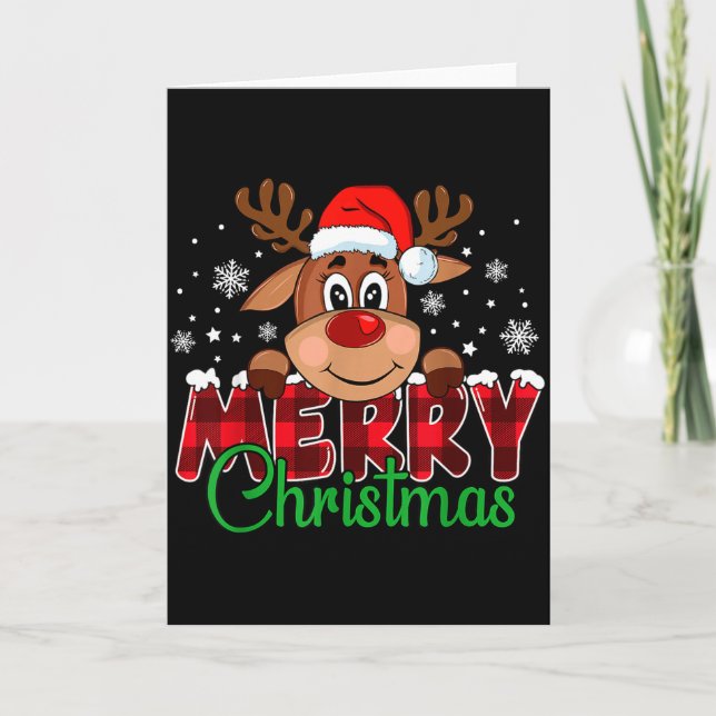 Merry Christmas Reindeer Men Women Family Matching Karte (Vorderseite)