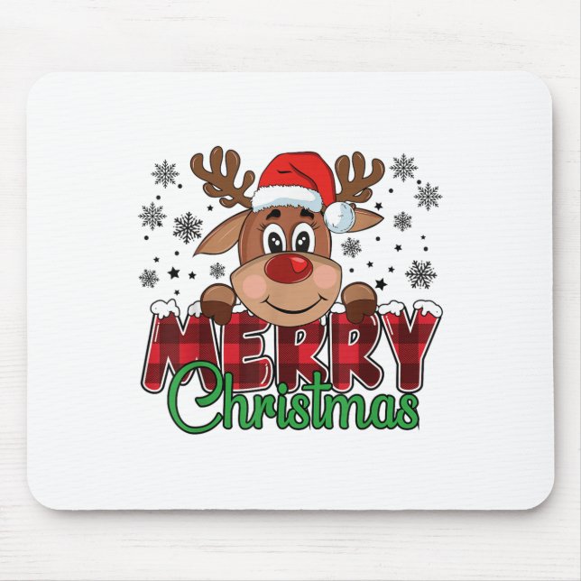 Merry Christmas Reindeer Men Women Family Matching Mousepad (Vorne)