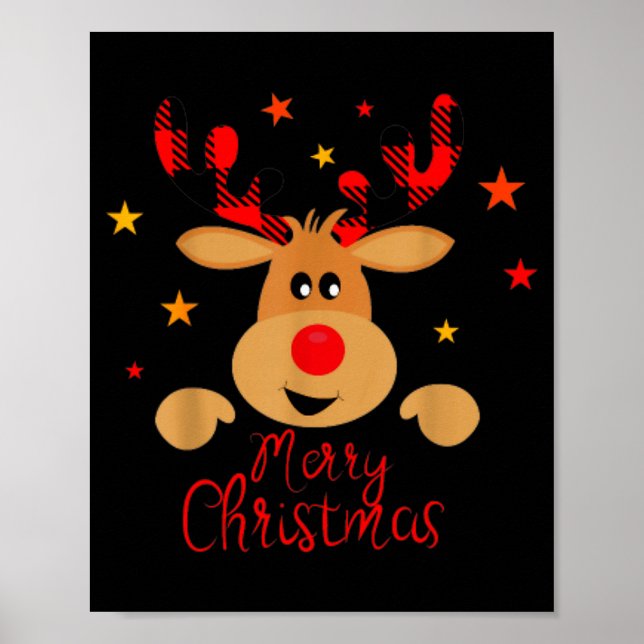 Merry Christmas Reindeer Men Women Kids Matching R Poster (Vorne)