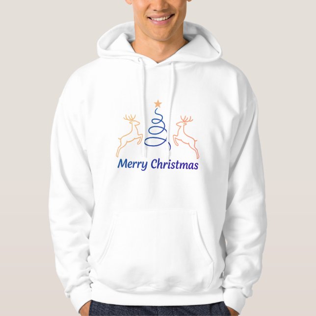 Merry Christmas Reindeer Pullover Hoodie | Freefit (Vorderseite)