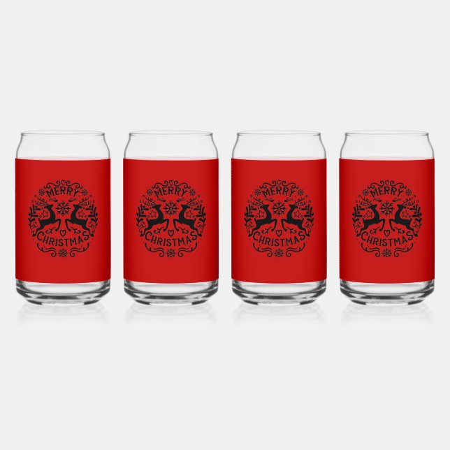 Merry Christmas Reindeer , Red Black, Dosenglas (Vorderseite)