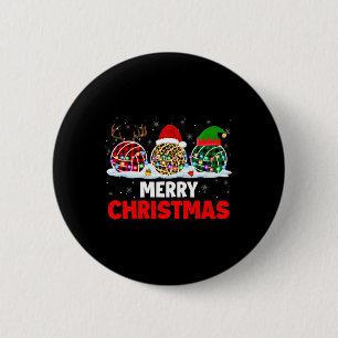 Merry Christmas Reindeer Santa Elf Kariert Leopard Button