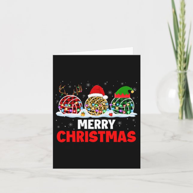 Merry Christmas Reindeer Santa Elf Kariert Leopard Karte (Vorderseite)