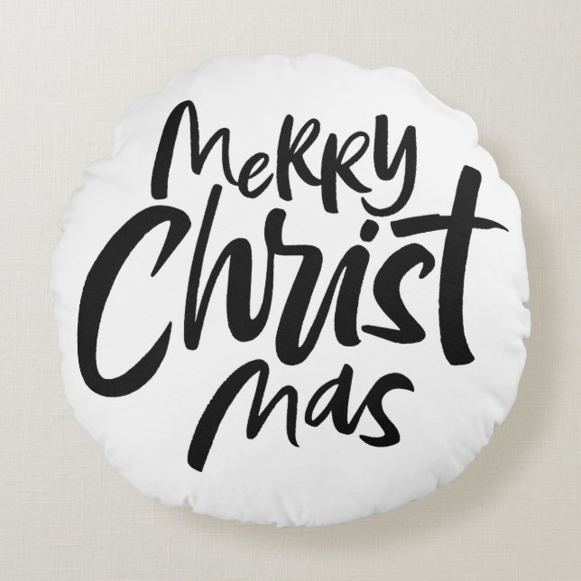 Merry CHRISTmas Religiöse Religion Rundes Kissen (Vorderseite)