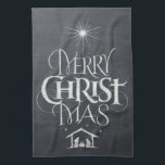 Merry CHRISTmas Religious Chalkboard Calligrafy Geschirrtuch<br><div class="desc">Wir sagen ständig "Frohe Weihnachten", vergessen aber oft den Ursprung der Worte. Diese Kunst zeigt originelle Handschriften, die in ihrem einzigartigen Design die Geschichte von Weihnachten erzählt, einfach und elegant im modischen Chalkboard-Look. Zeigen Sie Familie und Freunden Ihren CHRISTmas-Geist, wenn sie kommen, um in der Küche zu helfen oder ihnen...</div>
