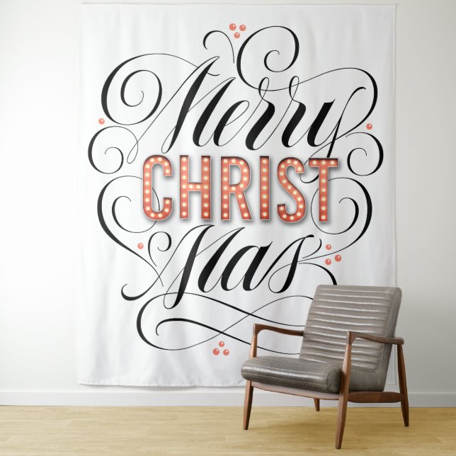 Merry CHRISTmas Religious Marquee Sign Calligraphy Wandteppich (Beispiel)