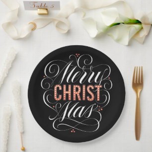 Merry CHRISTmas Religious Red Marquee Calligraphy Pappteller