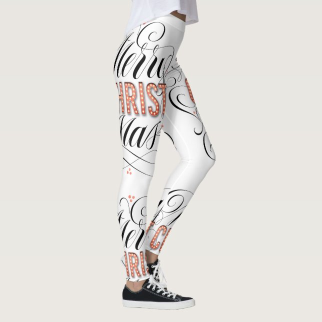 Merry CHRISTmas Religious Red Marquee Lights Leggings (Rechts)