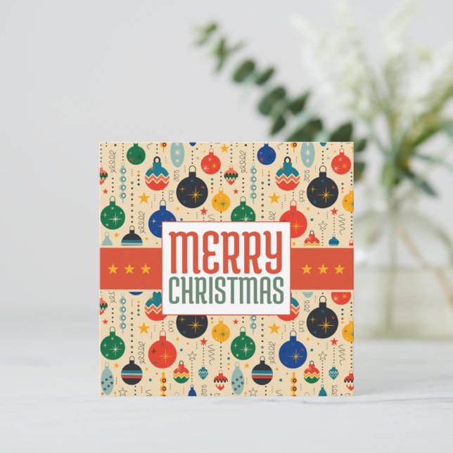 Merry Christmas Retro Christmas Card Mitteilungskarte (Stehend Vorderseite)