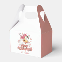 Merry Christmas Retro Typography Santa Pink Hat Geschenkschachtel