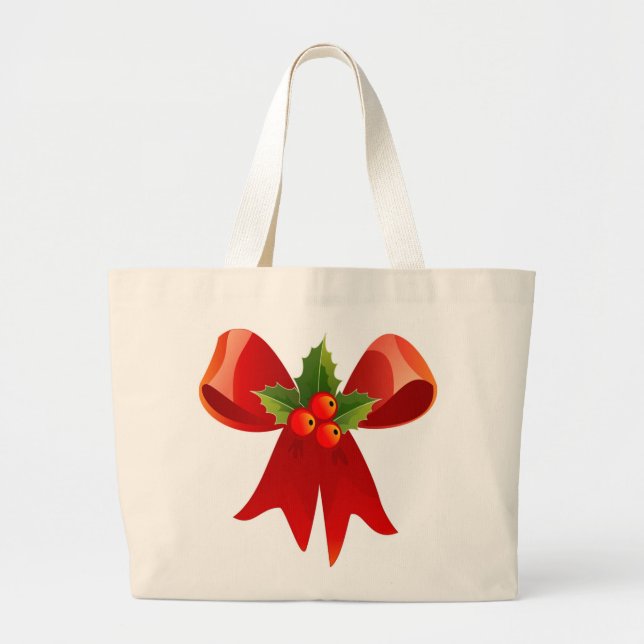 "MERRY CHRISTMAS" RIBBON BOW JUMBO STOFFBEUTEL (Vorne)