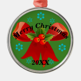 Merry Christmas Ribbon Geschenk Keepake (Runde) Ornament Aus Metall