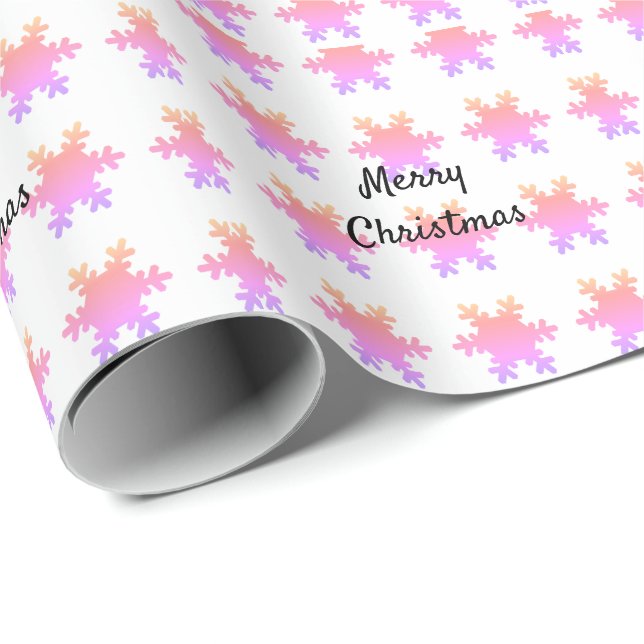 Merry Christmas Rose Gold Pink Snowflake Patterns Geschenkpapier (Rolleneckpunkt)