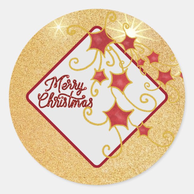 Merry Christmas Runder Aufkleber (Vorderseite)