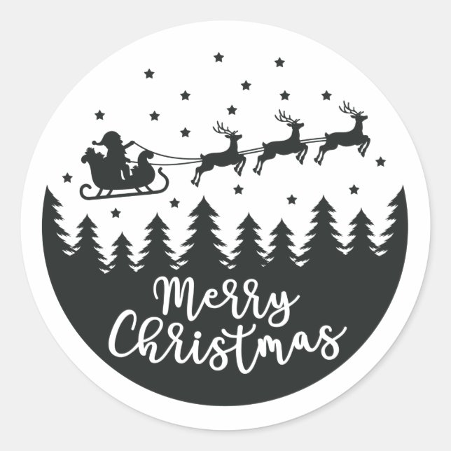 Merry Christmas Runder Aufkleber (Vorderseite)