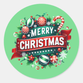 Merry Christmas Runder Aufkleber